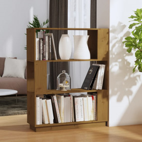 Book Cabinet Honey brown Solid pine wood Medium Book Ca...