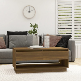 Coffee Table Brown Oak Engineered Wood 40.4 in x 21.7 i...
