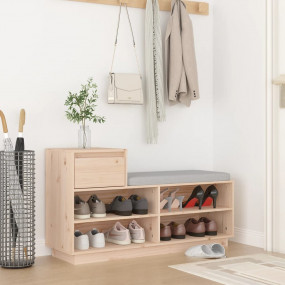 Shoe Cabinet Untreated Natural Wood Solid pine wood Med...