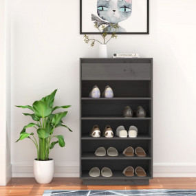 Wooden Shoe Cabinet Grey Solid pine wood Medium Shoe Ca...