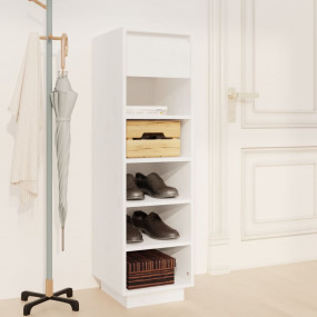 Shoe Cabinet White Solid Pinewood Medium Shoe Cabinet