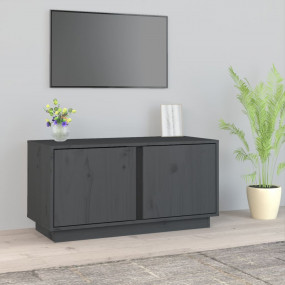 TV Cabinet Grey Solid pine wood 31.5 in x 13.8 in x 15....