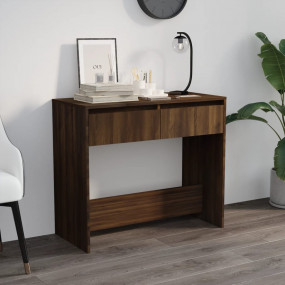 Console Table Brown Oak Engineered Wood Medium Console ...