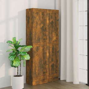 Book Cabinet Smoked Oak Engineered Wood Standard Book C...