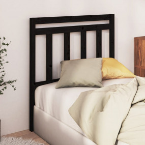Bed Headboard Black Solid Pine Wood 41.7 in x 1.6 in x ...