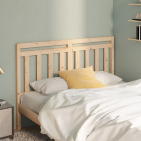 Bed Headboard Brown Solid Pine Wood Medium Decorative I...