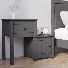 Nightstand Grey Solid pine wood Medium Nightstand Recta...