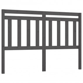 Bed Headboard Grey Solid pine wood 49.6 x 1.6 x 39.4 in...