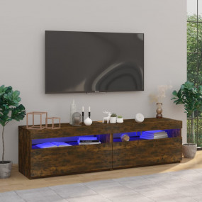 TV Cabinet Set of 2 Smoked Oak Engineered Wood TV Cabin...