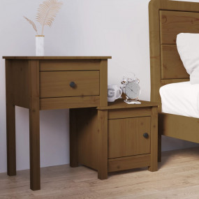 Bedside Cabinet Honey brown Solid Pine Wood Medium