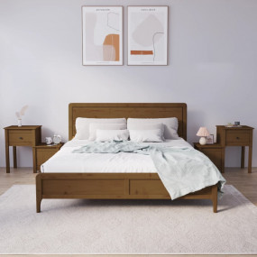 Bedside Cabinet Set of 2 Honey brown Solid Pine Wood St...