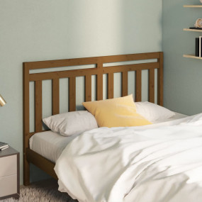 Bed Headboard Honey Brown Solid Pine Wood Large Decorat...