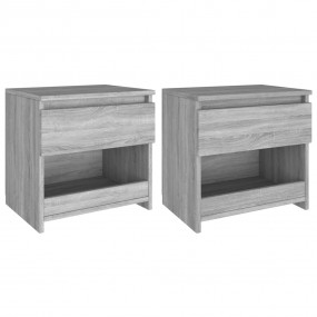 Bedside Cabinet Set of 2 Grey Sonoma Engineered Wood