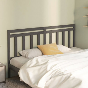 Bed Headboard Grey Solid pine wood 81.1 x 1.6 x 39.4 in