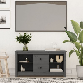 TV Cabinet Grey Solid Pine Wood TV Cabinet Rectangular ...