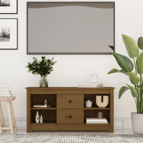 TV Cabinet Honey Brown Solid Pine Wood Standard TV Cabi...
