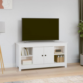 TV Cabinet White Solid pine wood TV Cabinet Rectangular...