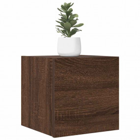 Wall Mounted TV Cabinet Set of 2 Brown oak Engineered w...