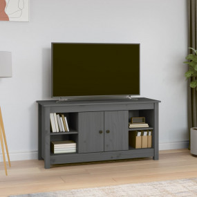 TV Cabinet Grey Solid Pine Wood One Size TV Cabinet Rec...