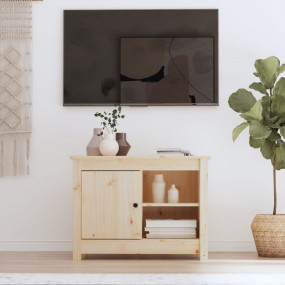 TV Cabinet Natural Wood Solid Pine Wood Medium TV Cabin...