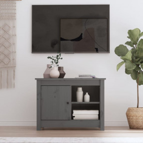 TV Cabinet Grey Solid pine wood Medium TV Cabinet Recta...