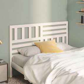 Bed Headboard White Solid Pine Wood 49.6x1.6x39.4 in Du...