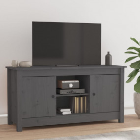 TV Cabinet Grey Solid Pine Wood Medium TV Cabinet Recta...