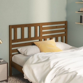 Bed Headboard Honey Brown Solid Pine Wood Decorative In...