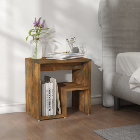 Bed Cabinet Smoked Oak Engineered Wood 15.7x11.8x15.7 i...