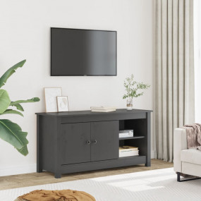 TV Cabinet Gray Solid Pine Wood Medium TV Cabinet Recta...