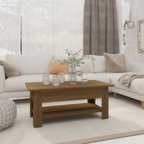 Coffee Table Brown Oak Engineered Wood 40.2 in x 21.7 i...