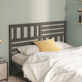 Bed Headboard Gray Solid pine wood 61.4 in x 1.6 in x 3...
