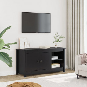 TV Cabinet Black Solid pine wood 40.6 in x 14.4 in x 20...