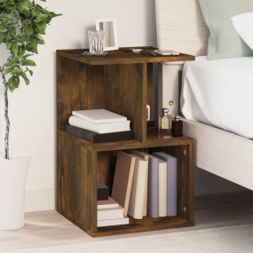 Bedside Cabinet Smoked Oak Engineered Wood Small Bedsid...
