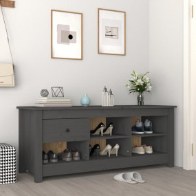 Shoe Cabinet Grey Solid pine wood Medium Shoe Cabinet