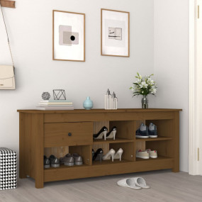 Shoe Cabinet Honey brown Solid pine wood Medium Shoe Ca...