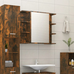 Mirror Cabinet Smoked Oak Engineered Wood, Acrylic 31.5...