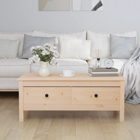 Coffee Table Natural Wood Solid Pine Wood Medium Coffee...
