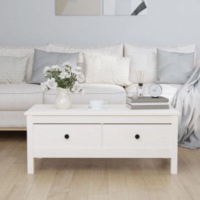 Coffee Table White Solid Pine Wood 39.4 x 19.7 in Coffe...
