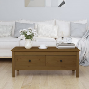 Coffee Table Honey brown Solid pine wood Medium Coffee ...