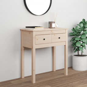Console Table Natural wood color Solid pine wood 27.6x1...