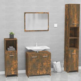 Bathroom Furniture Set Smoked Oak Engineered Wood Stand...
