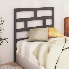 Bed Headboard Grey Solid pine wood 31.9 in x 39.4 in x ...