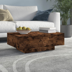 Coffee Table Smoked Oak Engineered Wood Low Coffee Tabl...