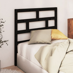 Bed Headboard Black Solid Pine Wood 31.9 x 1.6 x 39.4 i...
