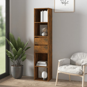 Book Cabinet Smoked Oak Engineered Wood Tall and narrow