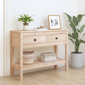 Console Table Natural wood Solid Pine Wood 39.4x13.8 in