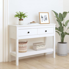 Console Table White Solid Pine Wood 39.4 x 13.8 x 29.5 ...