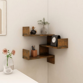 Wall Corner Shelf Smoked oak Engineered wood Medium Cor...