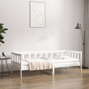 Day Bed White Solid Pine Wood 35.4 x 74.8 in